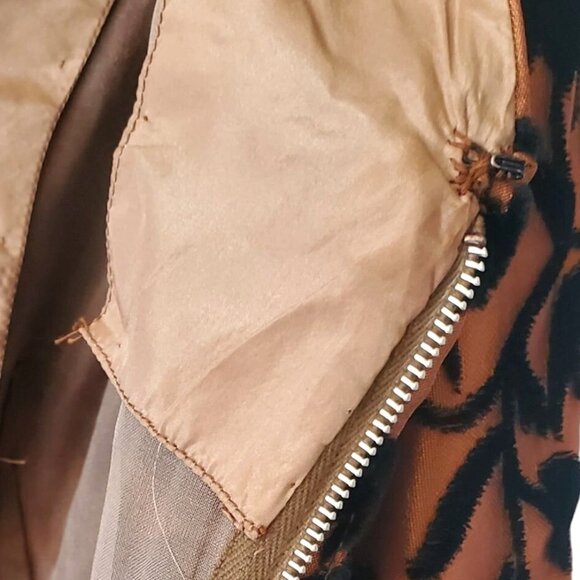 50s Cocktail Dress Cut Velvet Floral Copper Vintage I Magnin Modelique 24" Waist - Picture 11 of 14